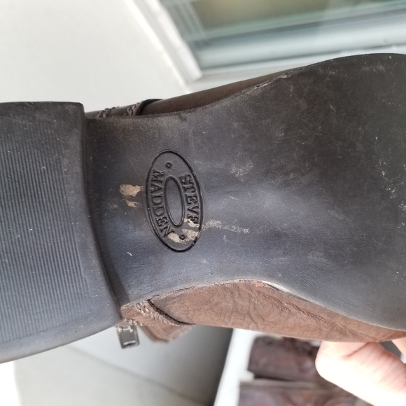 Steve Madden troopa zip and lace up combat brown leather boots 7 - Picture 9 of 10